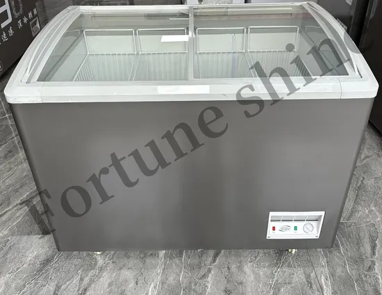 388 Commercial Curved Sliding Glass Door Ice Cream Showcase Freezer 